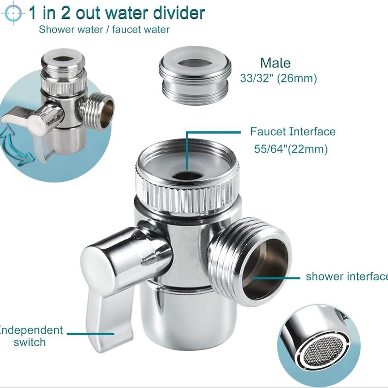 Universal Sink Sprayer with Hose, Handheld Faucet Adapter with Water Saving Switch, Ideal for Kitchen Sinks, Pet Bathrooms, Showers, Cleaning, Handheld Shower Heads