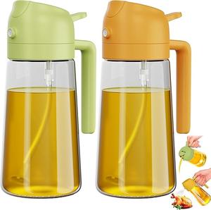 2 Count Oil Sprayer Dispenser for Kitchen - 2 in 1 Spray Pour Olive Oil Dispenser Sprayer Bottle for Cooking Grilling Kitchen Salad Barbeque - Refillable Reusable Multifunctional Oiler 16oz (470ml)