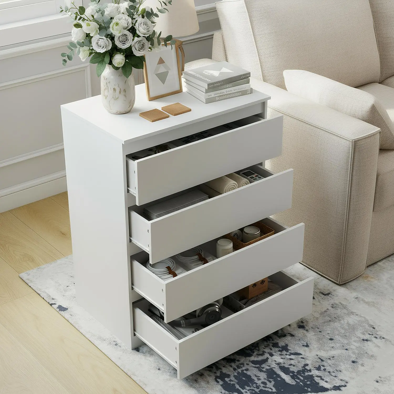 White-4 Drawers