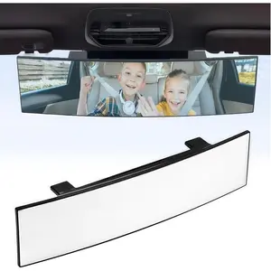 Rear View Mirror Universal 11.81" Wide Anti Glare Rearview, Panoramic Convex Interior Clip-on Rearview Mirror for Car SUV Truck, Clear Vision Blind Spot Free