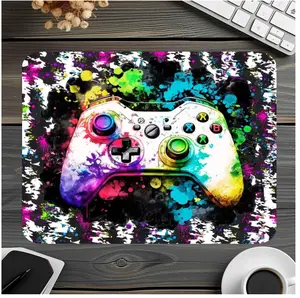 White Color Splash Video Game Controller Non-Slip Mouse Pad for Gamers and Designers, Single Size 9.4"x7.9"x0.12"