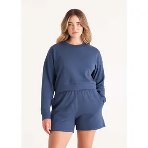 The Cropped Sweatshirt in Midnight for Women Casual Comfort Piece Pullover