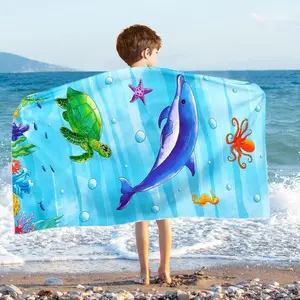 Kids Beach Towel for Boys - 30” x 60” Ocean Sand Free Swim Towels for Boys Bath Pool Camping Travel Towel Quick Dry Ultra Absorbent Super Soft Beach Blanket Bath Shower Towel