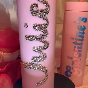 Personalized Rhinestone Pink Strata Tumbler 20oz Drinkware Portable Beverage Customized Bottled Mug Straw