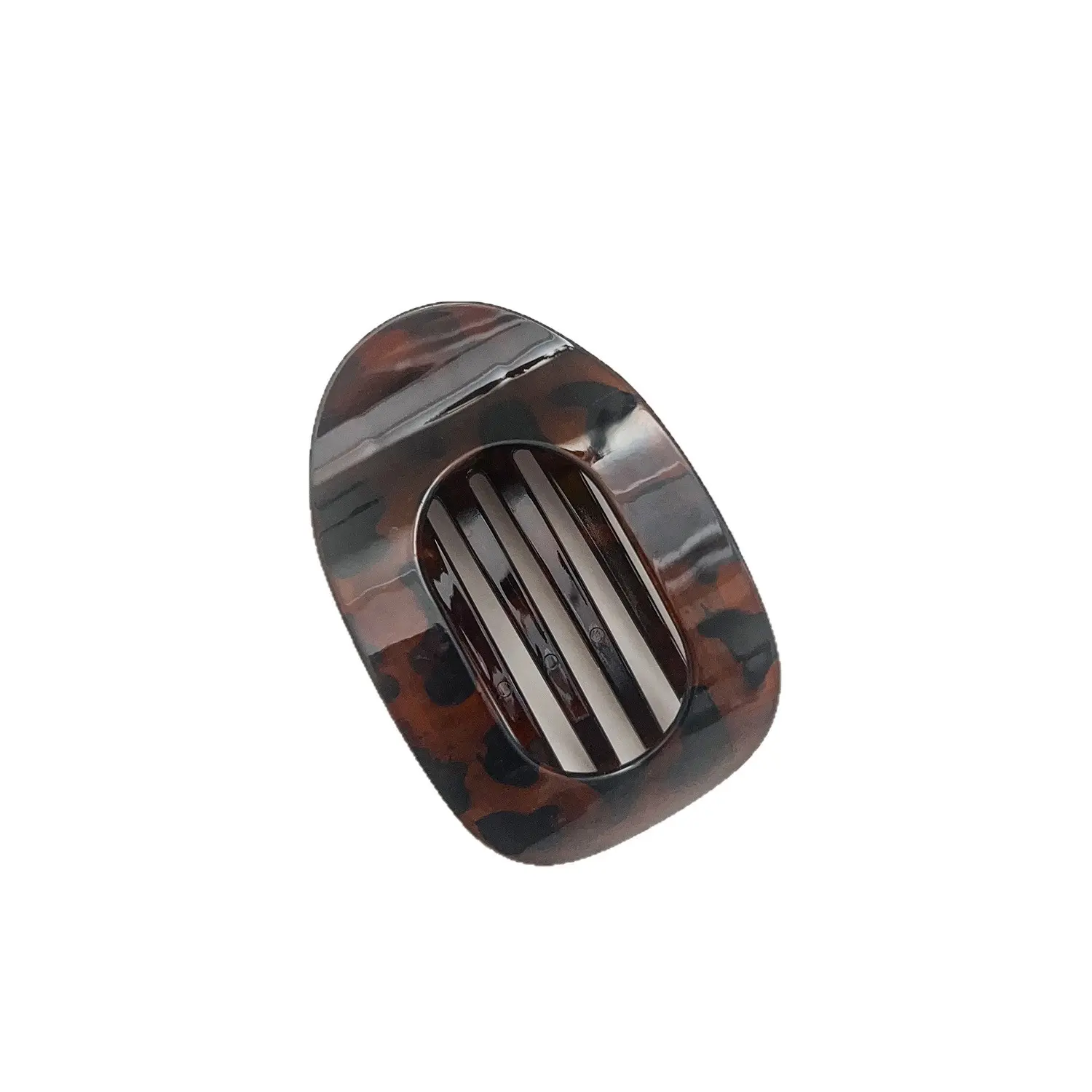 Elliptical hair clip   solid red leopard