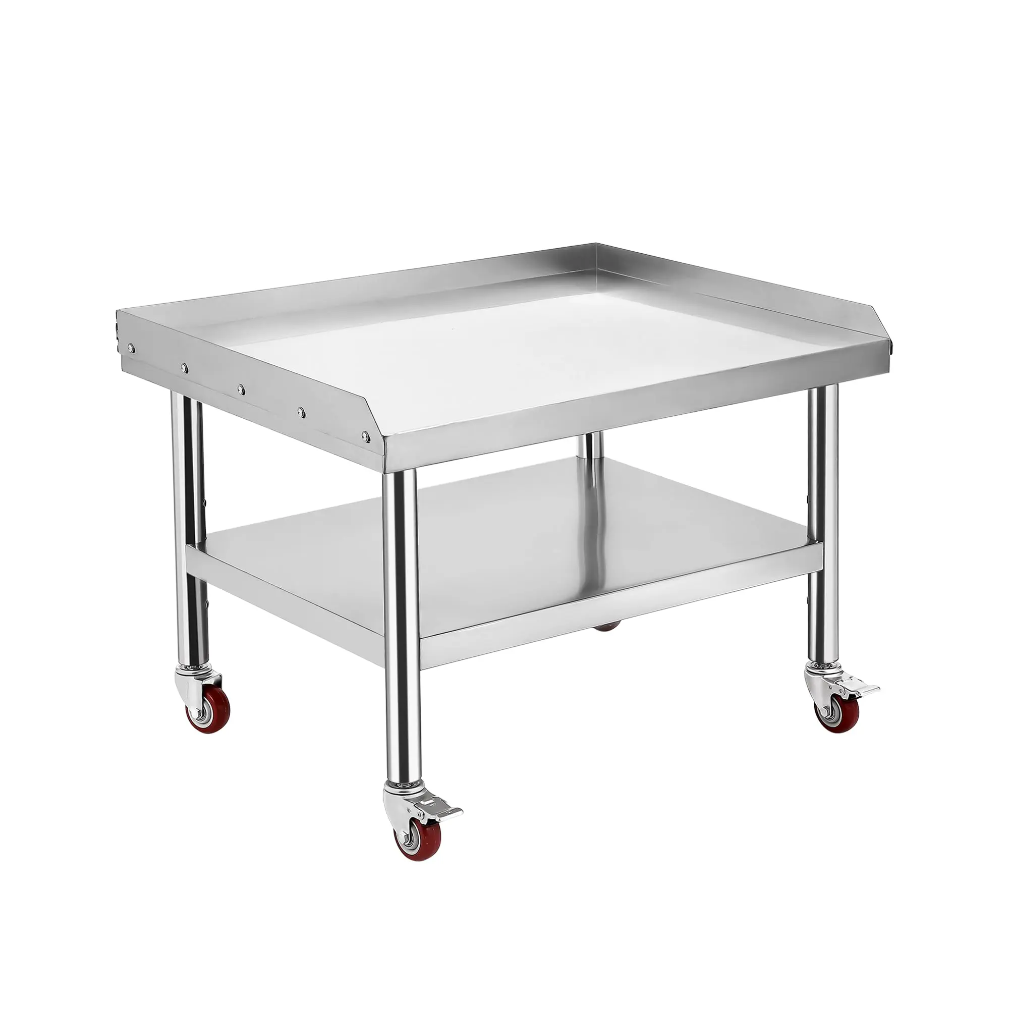 Stainless Steel Grill Prep Table | 36 x 28 x 24 in | No Power Outlet | With Casters | Heavy Duty Work Table for Kitchen, Restaurant & BBQ