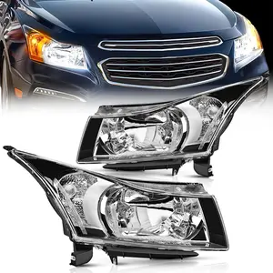 Nilight Headlight Assembly Compatible with 2011 2012 2013 2014 2015 2016 Chevy Cruze Replacement Headlamp Chrome Housing Clear Reflector Driver and Passenger Side