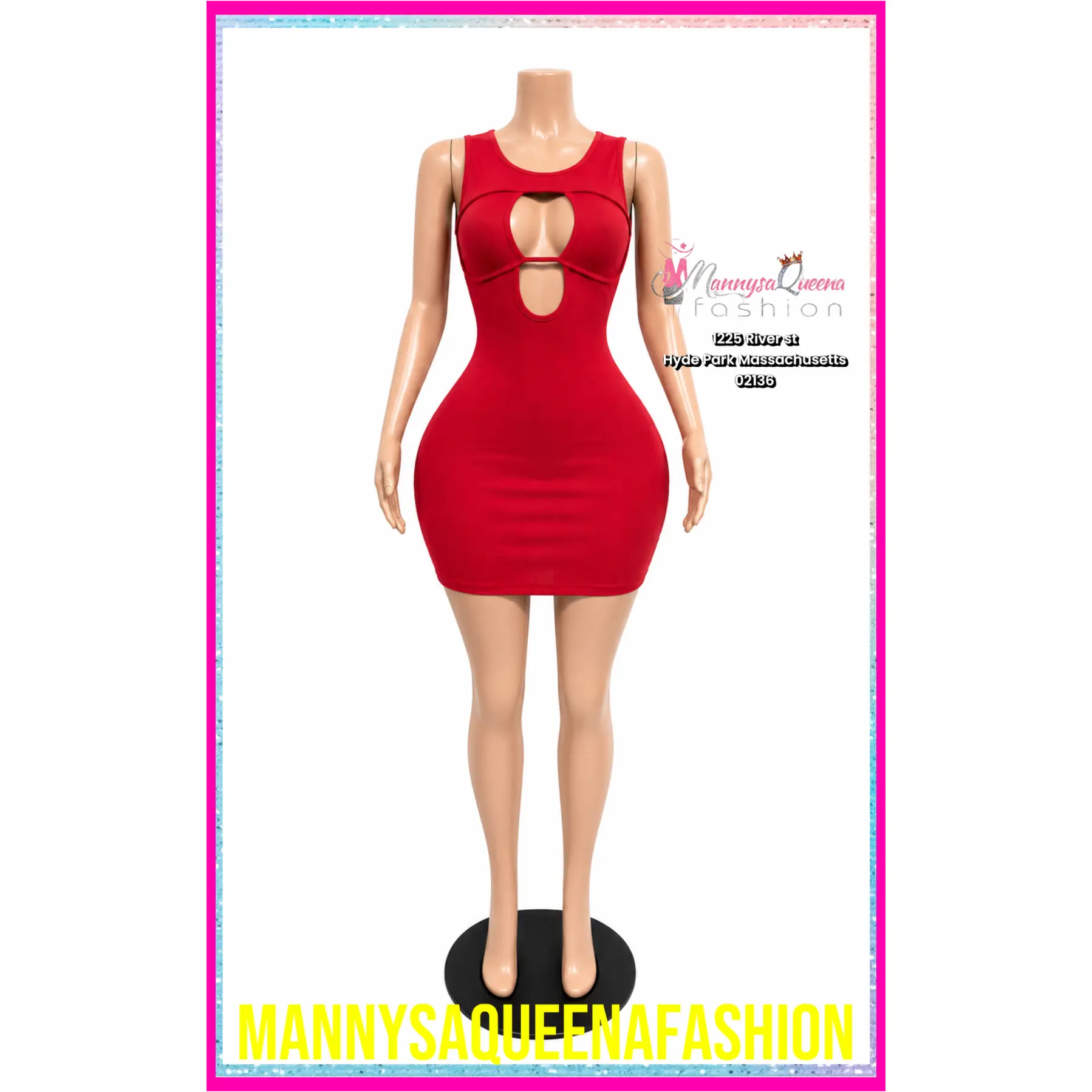 KEYHOLE MINI DRESS RED