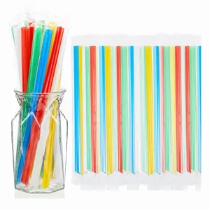 600 PCS Jumbo Smoothie Straws, Colorful Disposable Plastic Large Wide-Mouthed Milkshake Straw