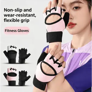 Half-Finger Breathable Cycling Gloves for Men & Women, Padded Bike Gloves with Wrist Wraps Support & Adjustable Straps, Full Palm Protection for Road & Mountain Biking