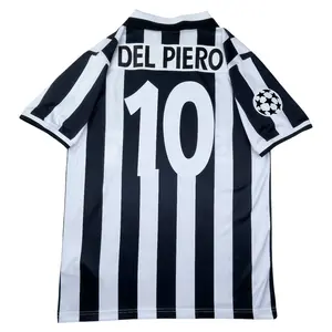 Juventus Del Piero No. 10 Retro Short-Sleeve Jersey: Classic Black-and-White Striped Soccer Jersey, Champions League Edition, Fan Edition, Collector's Item