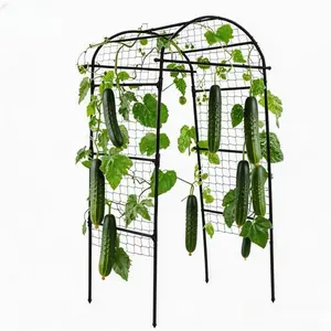 GAOMON Garden Arch Trellis for Climbing Plants Outdoor, 6.73 ft x 2.62 ft x 2.95 ft Cucumber & Melon Trellis for Raised Beds, u-Shape Plant Support for Climbing Vegetables, Grapes & Roses, Black