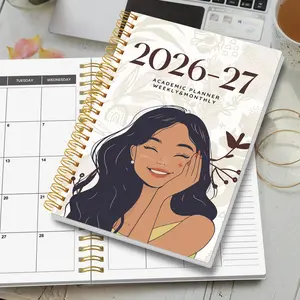 1pc 2026.1-2027.12 Cute Girl Cover Weekly & Monthly Academic Planner Notebook– 24-Month Calendar Journal, A5 Size, Perfect Gift, Stylish Productivity Planner for Goal Setting & Time Management