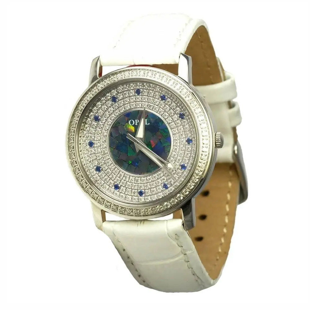 AMAZING GRACE AUSTRALIAN OPAL WATCH & GENUINE LEATHER BAND