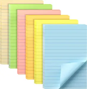 Mr. Pen- Lined Sticky Notes 4x6, 6 Pads, 45 Sheets/Pad, Pastel Color, Sticky Notes with Lines, Ruled Post Stickies, Stocky Notes for Bible Journaling