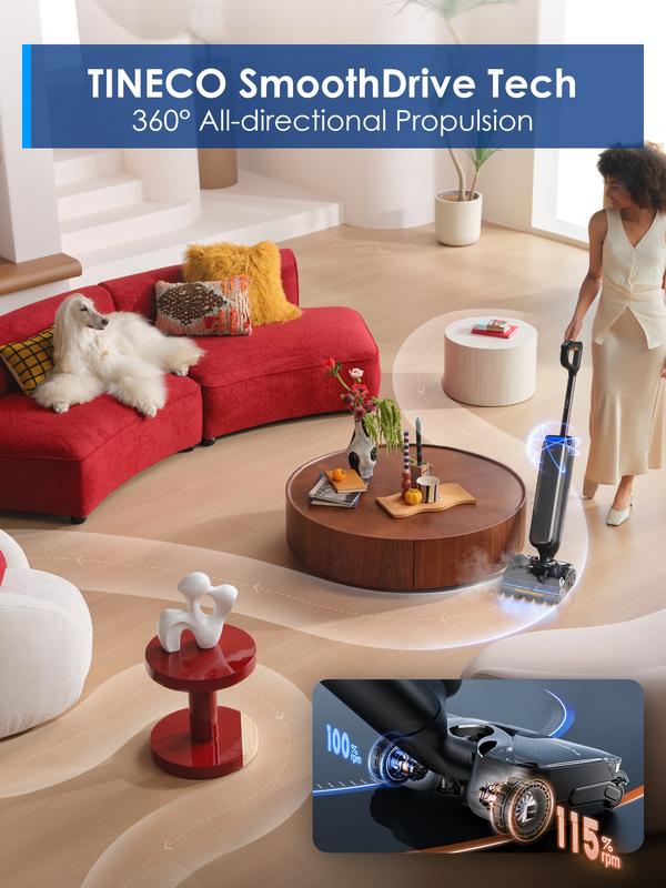 Tineco Floor One S9 Artist Steam Wet Dry Vacuum Cleaner, High-temp Steam Cleaning, 22kPa Suction, 360° SmoothDrive, Anti-Tangle Design, 185°F Flashdry, Long Runtime, 180° Lay-Flat