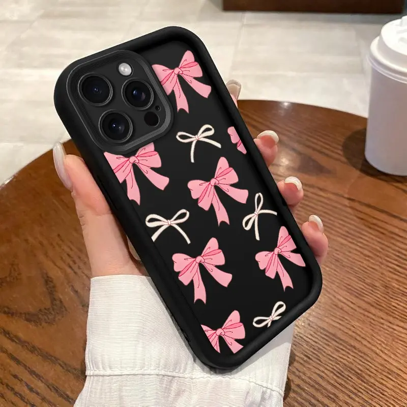 White Bow Smartphone Case - Enhanced Camera Lens Coverage, Rugged Soft Casing for iPhone 17, 16, 16e, 15, 14, 13, 12, 11 Pro Max Plus, X, XS - Handheld Cellphone Devices Accessory Gift