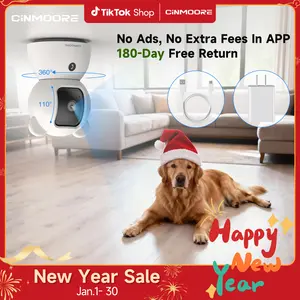 【New Year Big Sales】CINMOORE 4MP/2.5K With 32GB Storage Card pet camera WiFi Indoor Security Camera camara de seguridad de casa Two-Way Audio Night Vision Clear Monitoring Recording Baby Crying monitoring cameras for home 360 camera mini camera Button Sd
