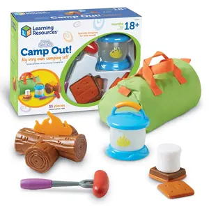 Learning Resources New Sprouts Camp Out 11-Piece Play Set with Glow-in-the-Dark Lantern & Duffle Bag for Imaginative Play
