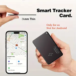 Black Card-Shape GPS Tracker Wallet Card, Rechargeable Anti-Loss Item Locator with Wireless Charging, iOS-Synced for iPhone/iPad, Non-Android-Compatible Lightweight High-Quality Home Organizer for Wallet, Passport