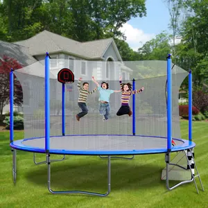 16FT Trampolines for Kids and Adults 1500LBS with Basketball Hoop, Pump, Soccer Goal , Enclosure Net, Ladder