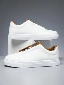 Men's Solid Color Lace Up Low Top Sneakers, Casual Comfortable Sports Shoes for Outdoor Walking Jogging Traveling, Non-slip Breathable Lightweight Sneakers