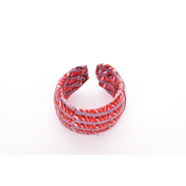Red Grey African Print Bangle-DP3011BG