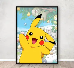 Pikachu Poster, Anime Tapestry in Japanese Style, Unframed Wall Art for Bedroom, Otaku Aesthetic Home Decor