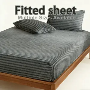 Striped Bed Skirt Pillowcase Set, Breathable Soft, Deep Pocket High Edge, King Queen Size, Includes 1 Bed Skirt, 2 Pillowcases, Striped Bedding Set