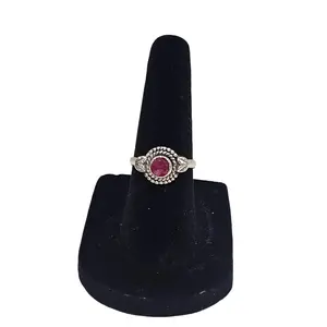 Sterling Silver Ruby Gemstone Ring July Birthstone - Size 5