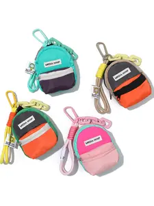 Dopamine Cute Macaron Small Bag, Coin Purse, Zipper Purse, Earphone Case, Lipstick Case, ID Card Holder, with Detachable Buckle (Can be Used as a Bag Charm)