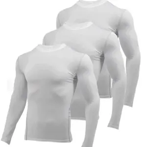 LANBAOSI Long Sleeve Compression Shirts for Men 3 Pack Dry Fit White - NWT