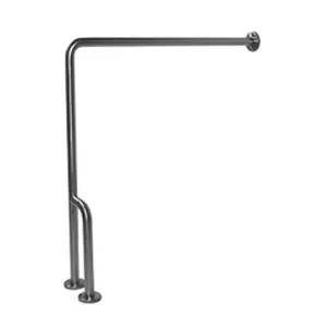Ponte Giulio G55JCR38 Stainless Steel Grab Bar - 90-Degree Floor-to-Wall, 30x33 in., Right Outrigger, for Elderly and Disabled, Children’s Bathrooms, Schools