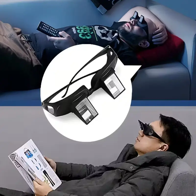 Unisex TV Glasses for Watching TV, Using Phone, Relaxing at Home, Working, or Using Computer, Refractive Prism Flat Lens, Essential for Lazy People, Eyeglasses