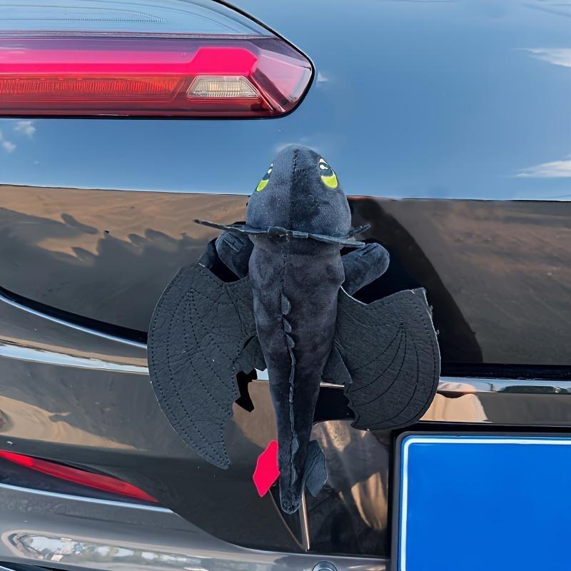 Toothless Night Fury Dragon Plush Car Decoration-Pterosaur Statue, Suitable for Roof and Motorcycle Helmet, Soft Pp Cotton, White/Black new car accessories pink interior car accessories fun car accessories Vehicle