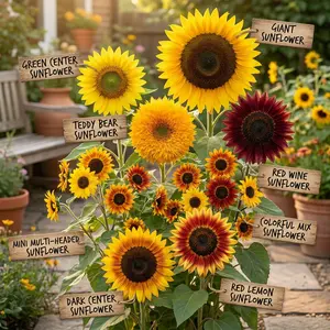 Heirloom Mixed Sunflower Seeds - 8 Varieties, Approx. 400 Count, Individual Packets, Annual Flowers for Indoor & Outdoor Home Gardening