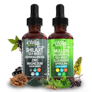 Clean Nutra OxyMineral Duo | Shilajit, Sea Moss, Mullein, Chlorophyll & More for Lung & Mineral Support Liquid Drops [Terramineral + Breathe Rite]