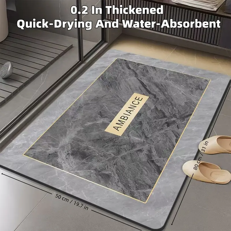 0.2 Inch Thick Water Absorbent Quick Drying Bathroom Floor Mat Rubber Non-Slip for Bathroom Shower Room Laundry Room Bedroom Living Room Kitchen Door Mat Washable Durable Material