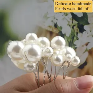 Set of 12 Pearl Hair Pins, Ladies Pearl Hair Clips,U-Shaped Hair Accessories,Women'S Wedding Hair Accessories for Wedding Engagement