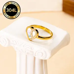 Ambesi 14k Gold Plated Heart Ring for Women - Jewelry Gift for Mom, Grandma & Ladies purity  ring