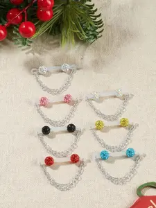 Cute Rhinestone Fake Nipple Rings, Women's Daily Wear Jewelry, No Piercing Needed, Dangling Heart Design Chain Fake Nipple Studs