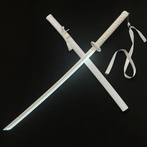 DKD LED Anime Samurai Katana Sword 40” Light Up Color Changing Toy with 10 Modes, Shirayuki Style Sword Prop Includes Sageo Belt & Display Stand, Cool Holiday Gift for Teens Anime Fans Perfect Easter Gift