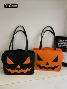 2025 New Halloween 3D Pumpkin Bag Fashionable Funny Large Spacious Capacity Shoulder Tote Bag Halloween Bag, Ghost Design Prank Bag, Perfect for Halloween Parties and Events, Fun and Festive Accessories for Kids and Adults