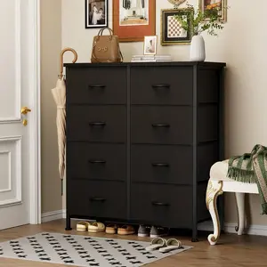 Dresser For Bedroom With 8 Drawers Tall Dresser & Chest Of Drawers Fabric Dresser With Wood Top And Sturdy Steel Frame
