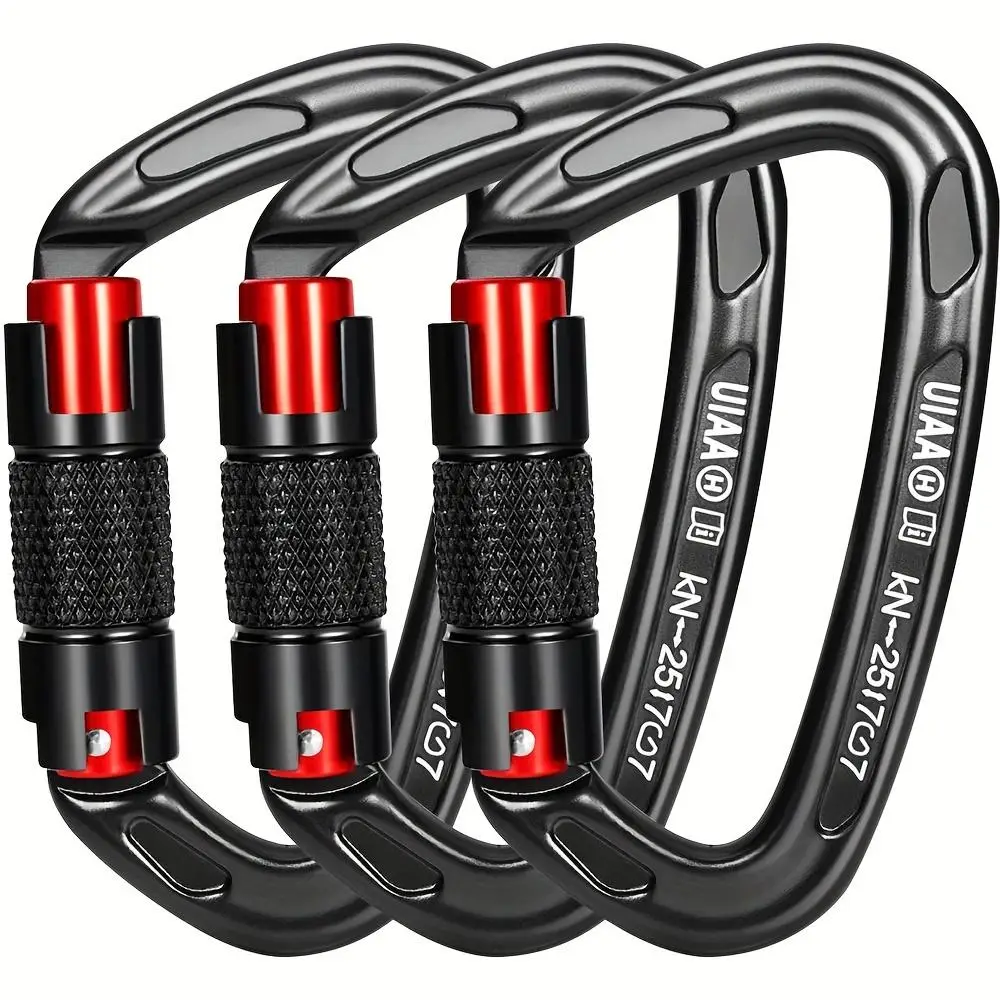 25KN Auto Locking Climbing Carabiner Clip, Portable Buckle for Rock Climbing, Rappelling, and Mountaineering, Safety Locking Mechanism for Secure Clim