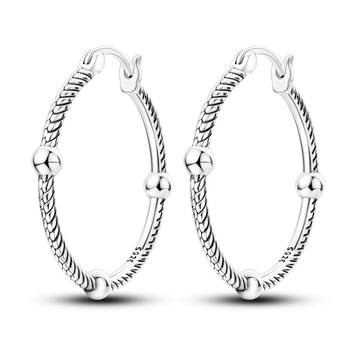 MULA Silver-Plated 3-Ball Snake Bone Earrings Jewelry - 925 Minimalist Geometric Stack Earrings for Elegant Women, Versatile Classic Pieces for Daily & Formal Occasions, 925 Earrings