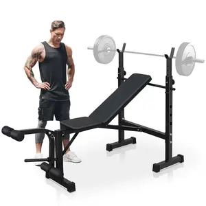 Olympic Weight Bench, Adjustable Weight Bench, Folding Bench Press Set with Squat Rack and Bench for Home Gym Full-Body Workout