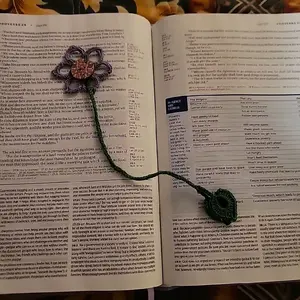 crochet purple flower bookmark