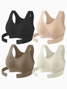 Women's Seamless Wireless Push-Up Soft Comfy Bra Set, Detachable Pads, Medium Support, Casual Style, All Seasons, Full Coverage, Plain Pattern