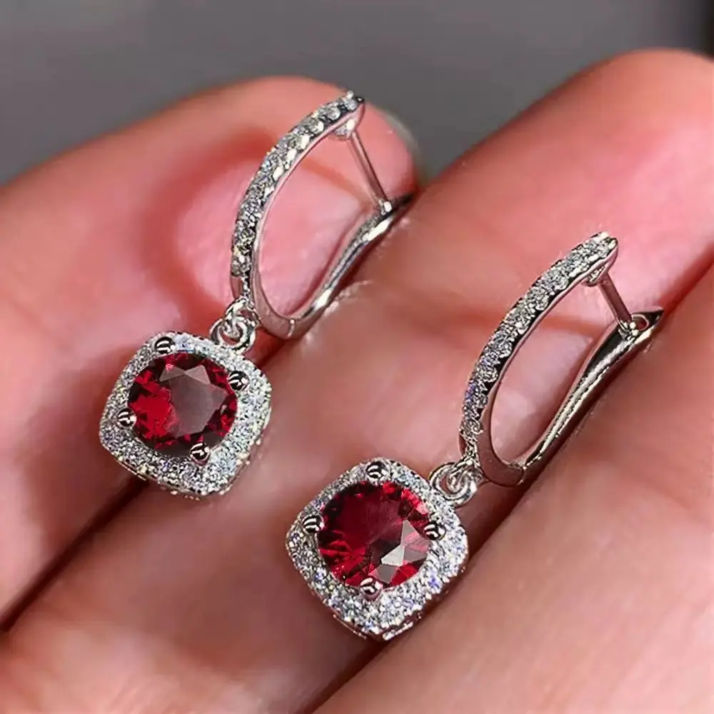 Cubic Zirconia Drop Earrings for Women, Multiple Color Options, Silver Needle, Elegant Wedding and Party Jewelry unique gift flat back stud earring men tarnish-free hypoallergenic daily accessory first choice long lasting casual all-season versatile costu